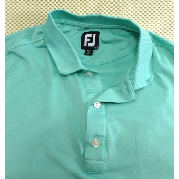FootJoy Mens Mint Green Polo Shirt L 88% Polyester 12% Spandex Acushnet Company - Picture 2 of 7
